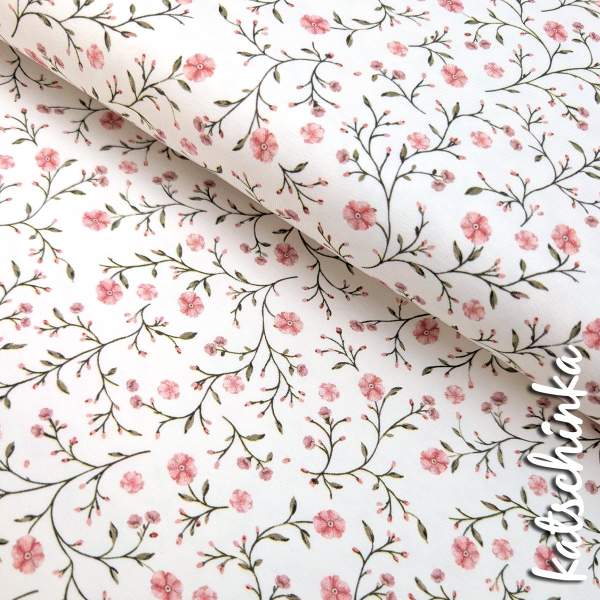 Jersey Baumwollstoff Nelkenranken 6467 – Blumenstoff als Meterware